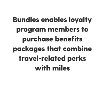 Bundles enable loyalty program members to purchase benefits packages that combine travel-related perks with miles.